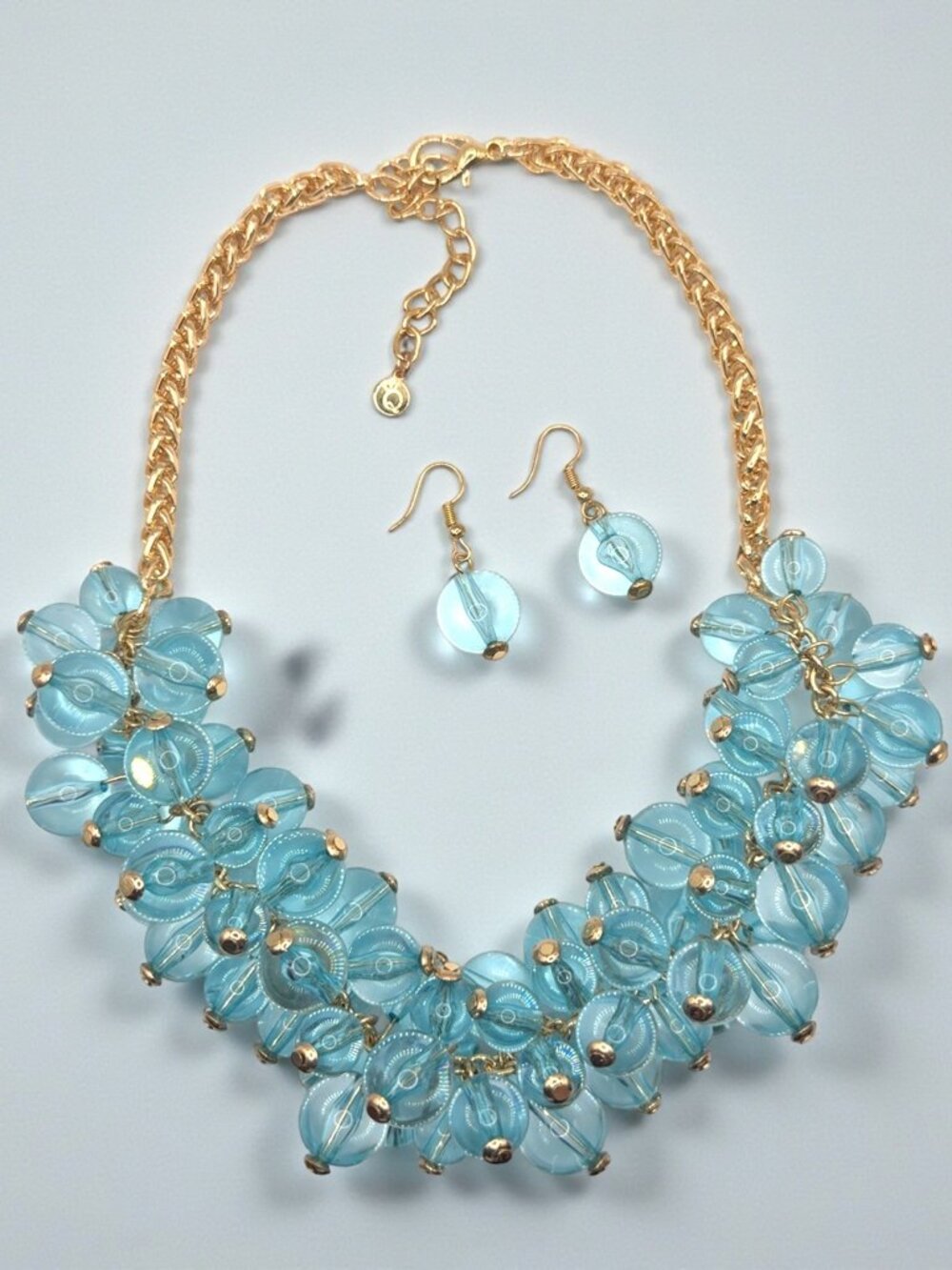 Save the Queen Blue Beaded Necklace and Earring Set